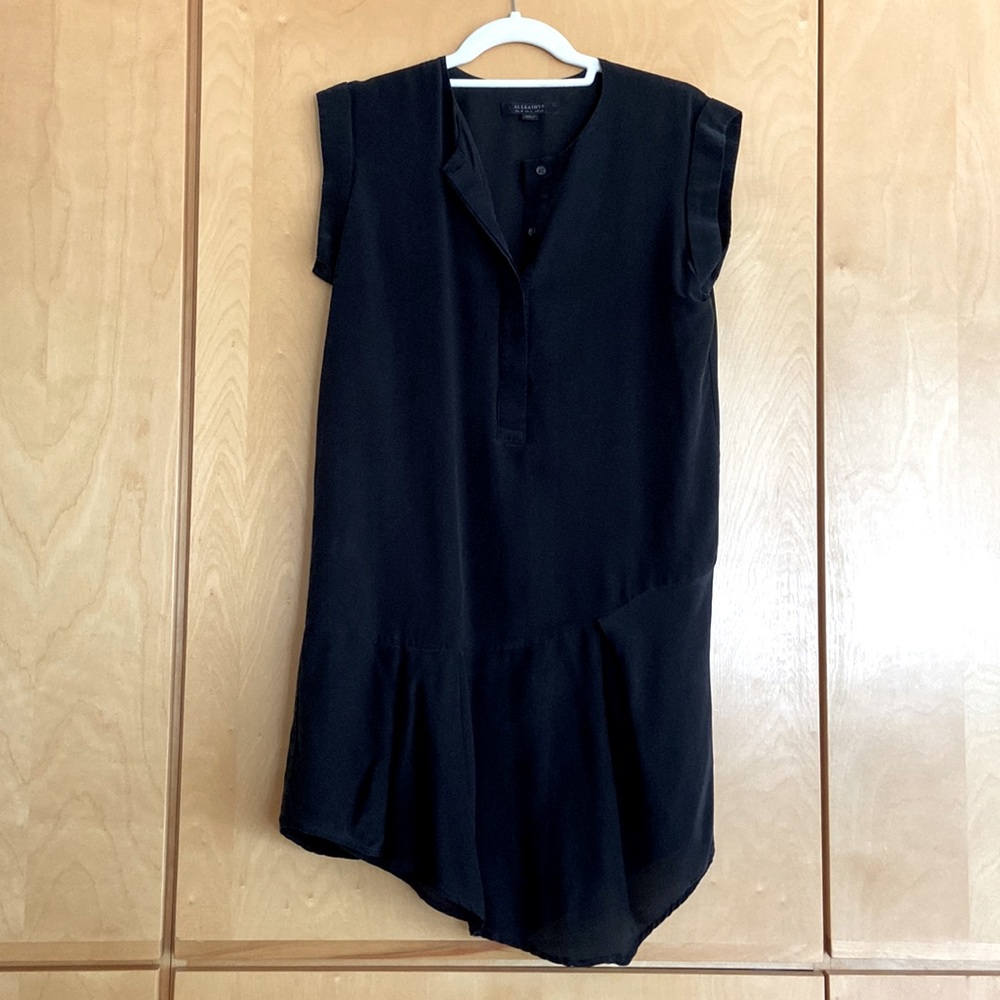 All Saints asymmetrical black dress